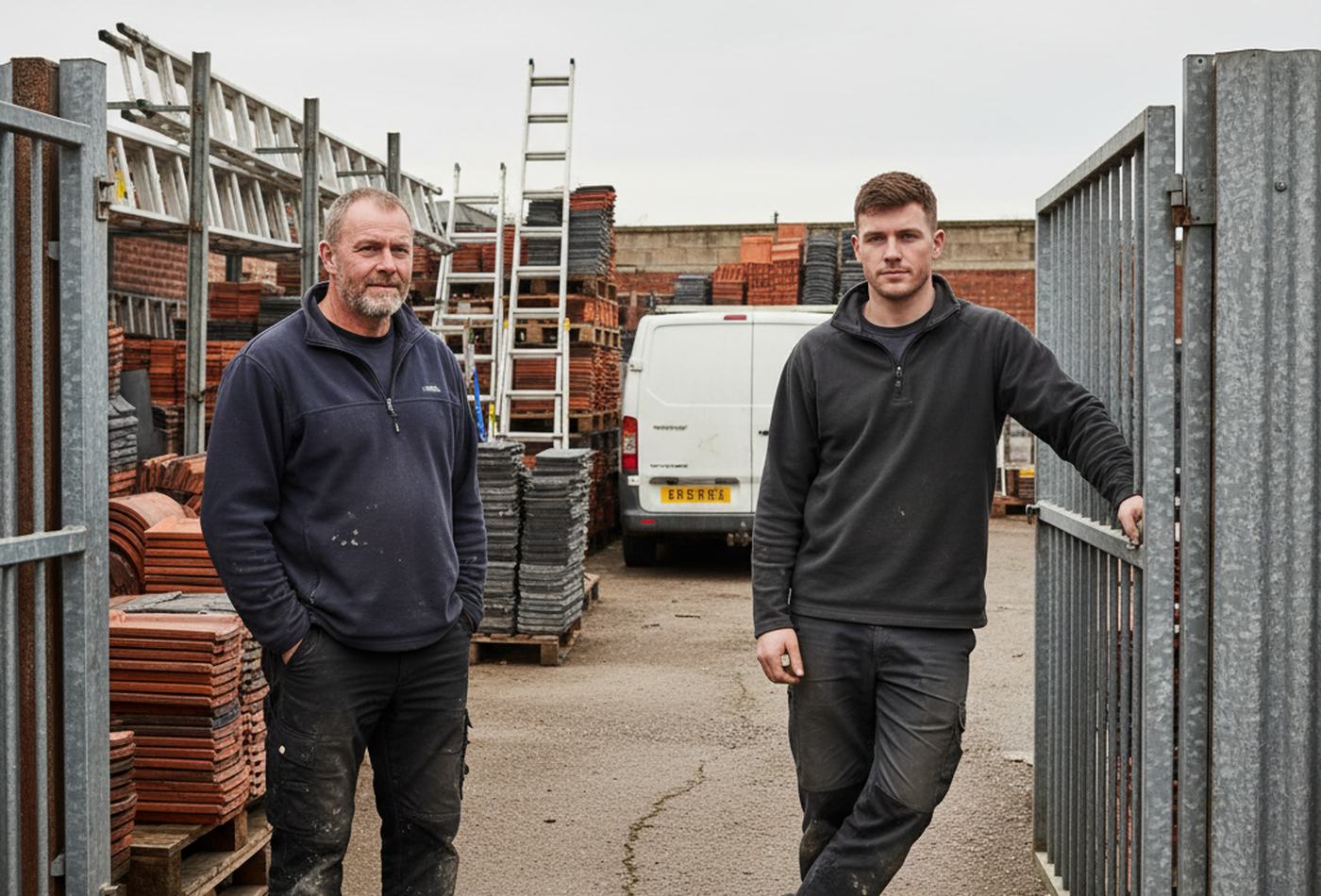 Jim and Danny Mayer at the yard in Sutton Coldfield