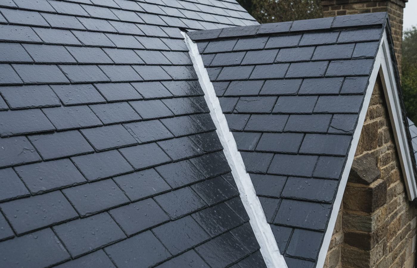 New stepped lead flashing dressed around a chimney stack